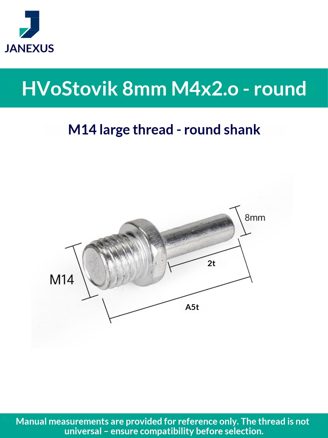 Angle Grinder Extended Adapter M14 to 8mm Shank — Steel (3-Pack)