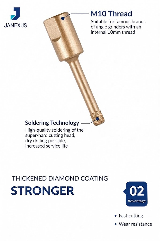 Diamond Core Drill Bit for Porcelain & Granite, M10