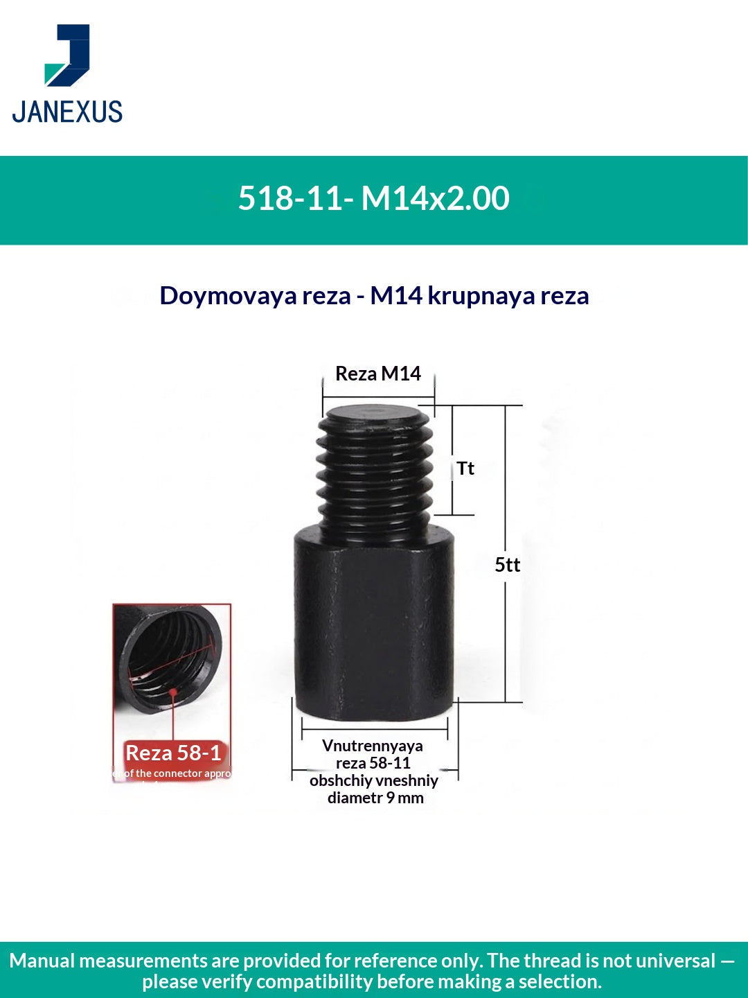 Angle Grinder Adapter 5/8" to M14 — Black Oxide Steel (3-Pack)