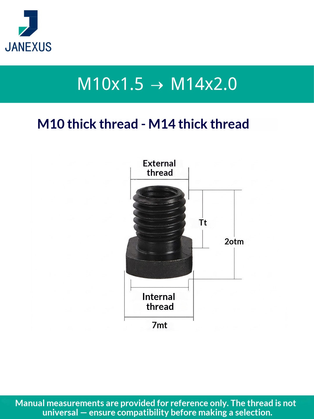 Angle Grinder Adapter M10 to M14 — Black Oxide Steel (3-Pack)