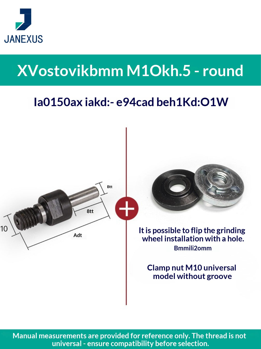 Angle Grinder Adapter M10 to Round 6mm Shank with M10 Nut — Black Oxide Steel (3-Pack)