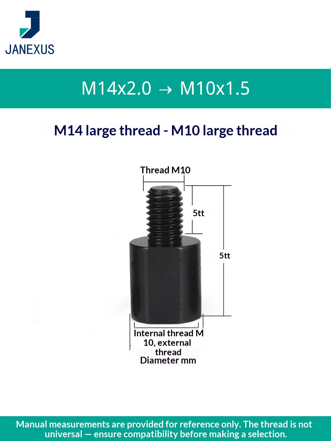 Angle Grinder Adapter M14 to M10 — Black Oxide Steel (3-Pack)