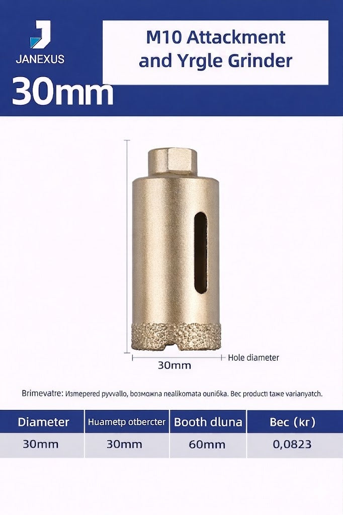 Diamond Core Drill Bit for Porcelain & Granite, M10